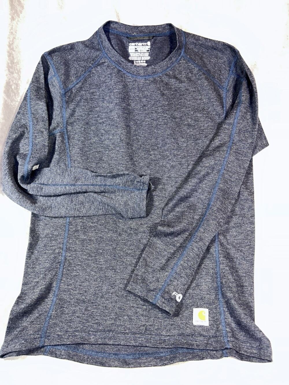 Carhartt Force Long Sleeve Performance Shirt Men's M Blue Heather Thumb Loops